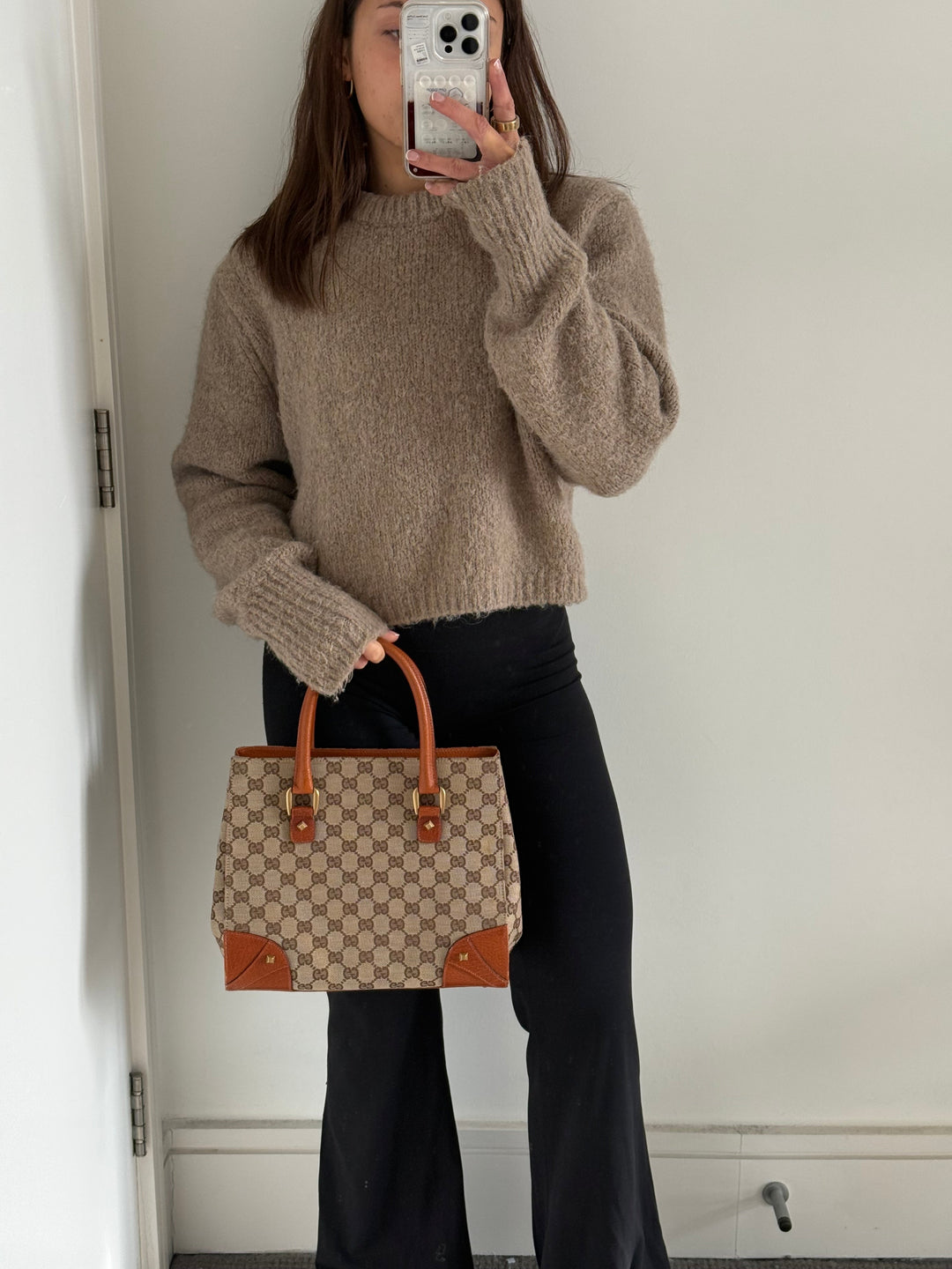 2010s Gucci GG Monogram Nailhead Mini Tote Handbag