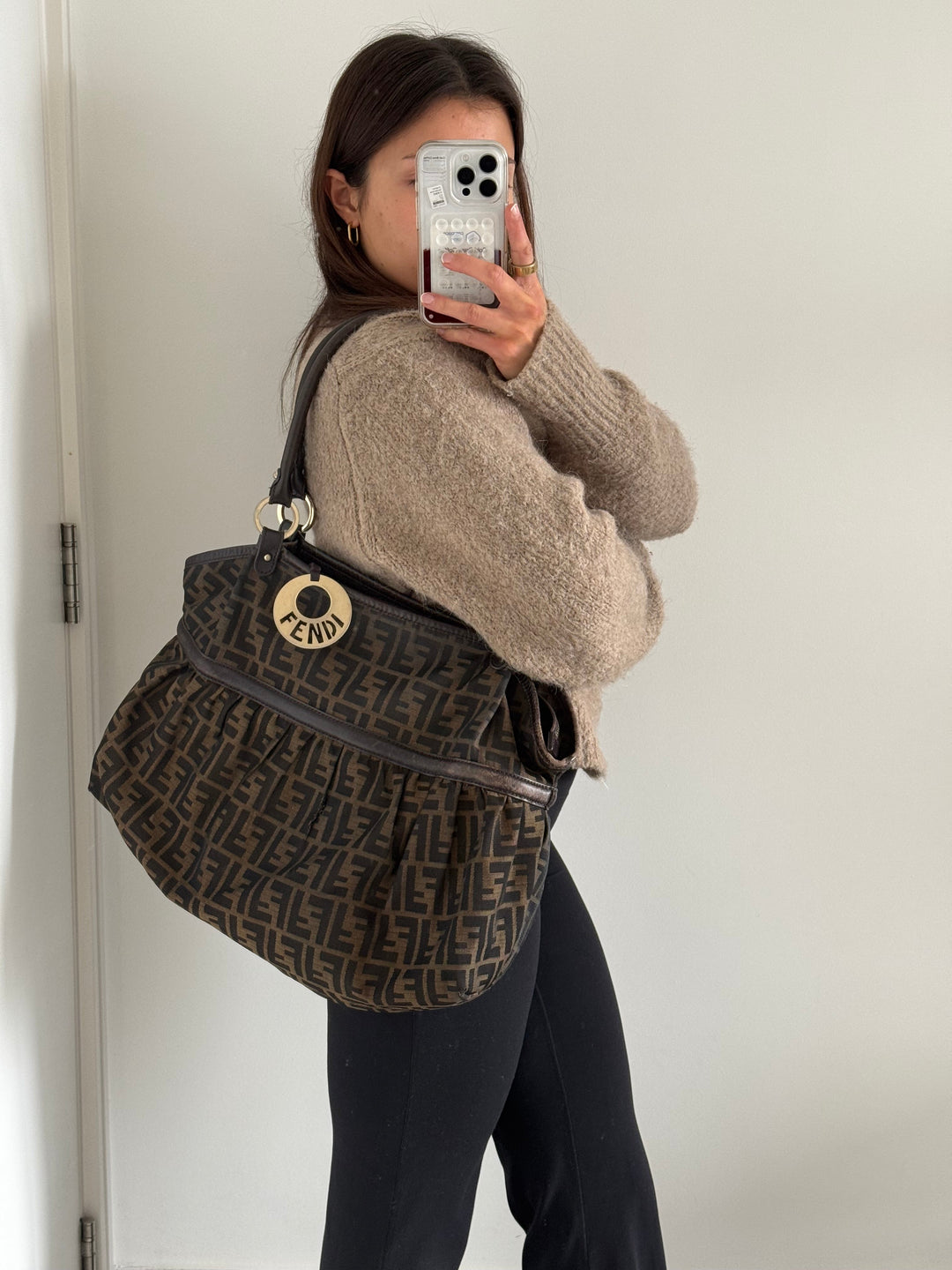 Vintage 90s Fendi Zucca Large Chef Handbag