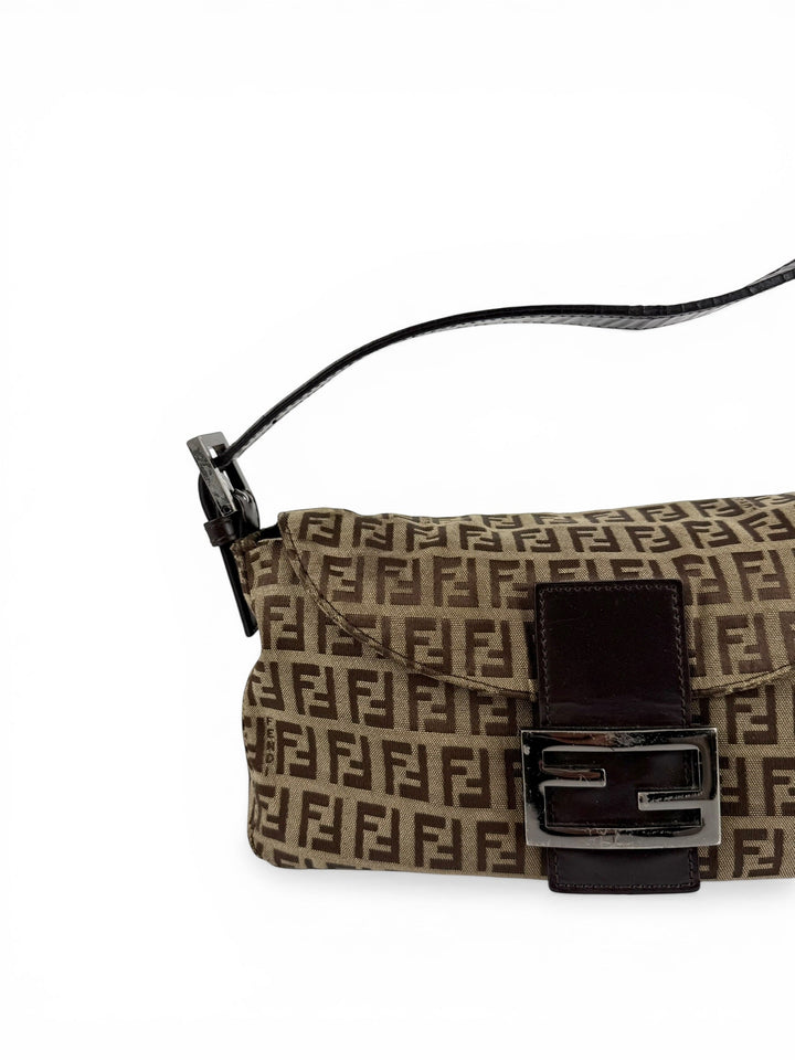 Vintage 90s Fendi Zucca Baguette Shoulder Bag