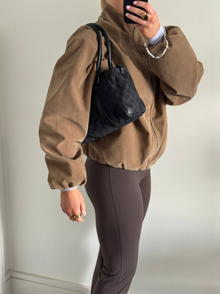 Vintage 90s Gucci Monogram Black Boston Handbag