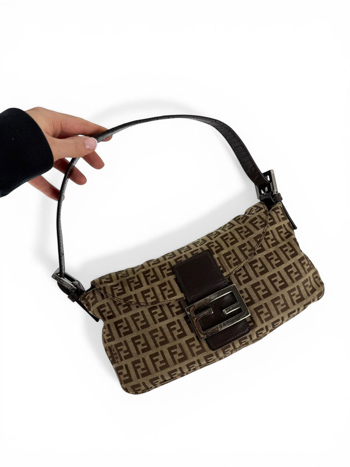 Vintage 90s Fendi Zucca Baguette Shoulder Bag