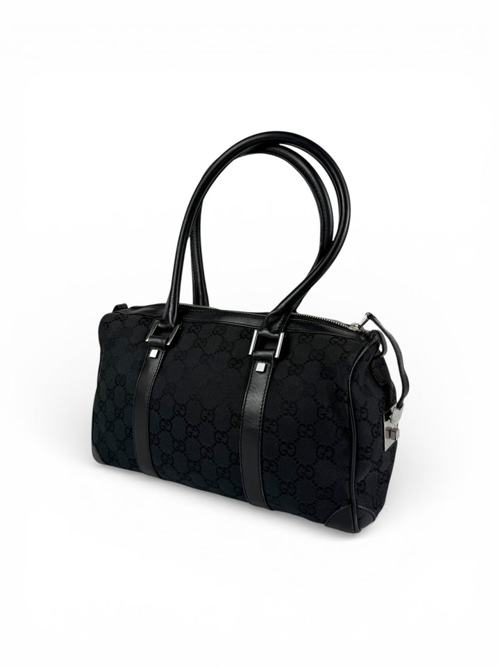 Vintage 90s Gucci Monogram Black Boston Handbag