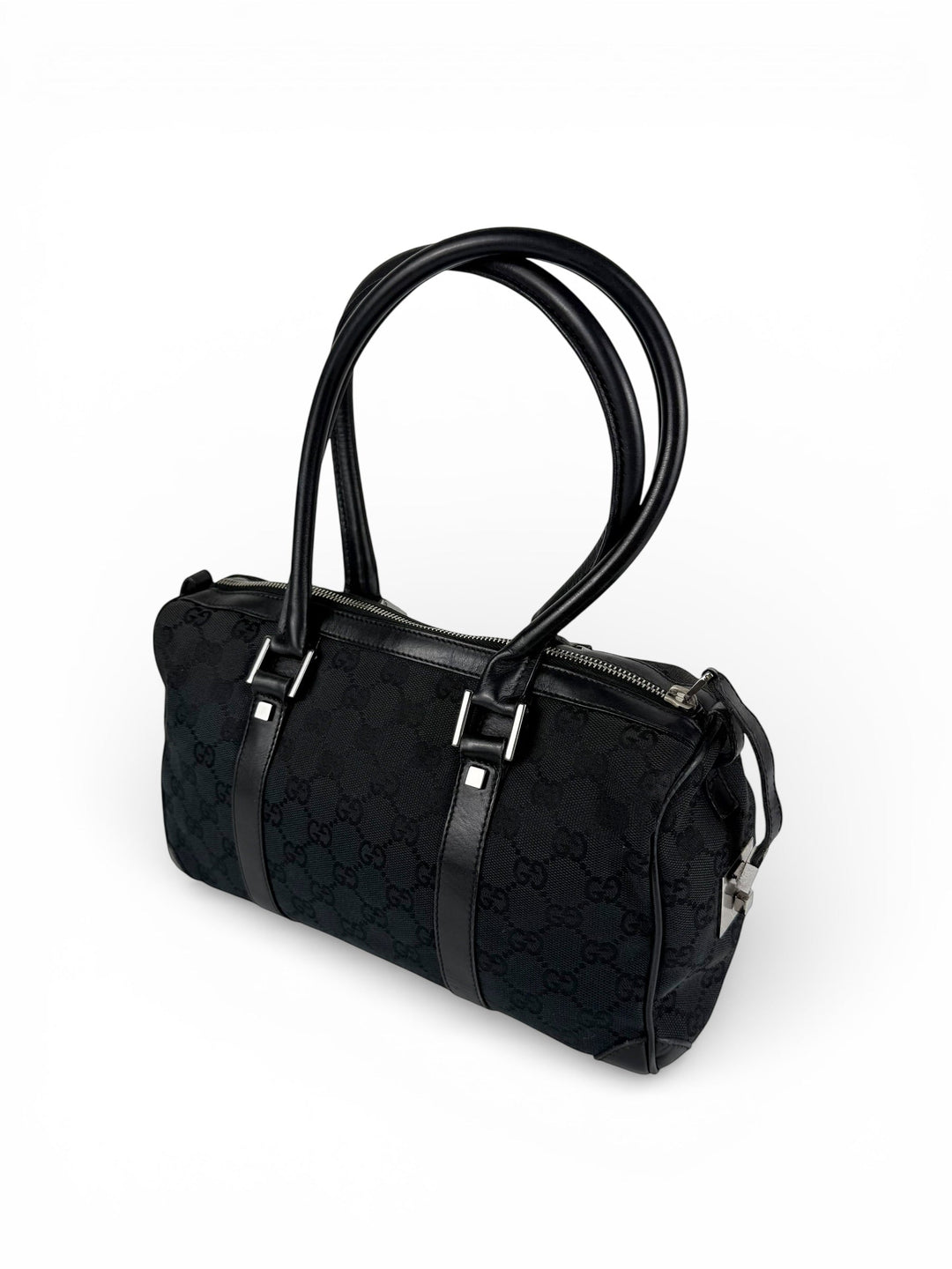 Vintage 90s Gucci Monogram Black Boston Handbag