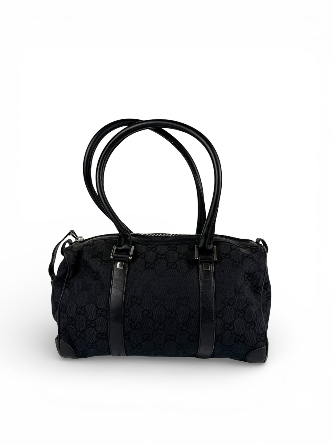 Vintage 90s Gucci Monogram Black Boston Handbag