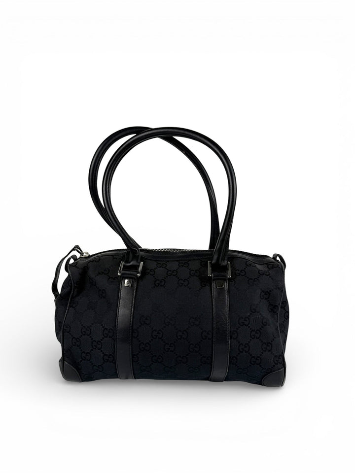 Vintage 90s Gucci Monogram Black Boston Handbag