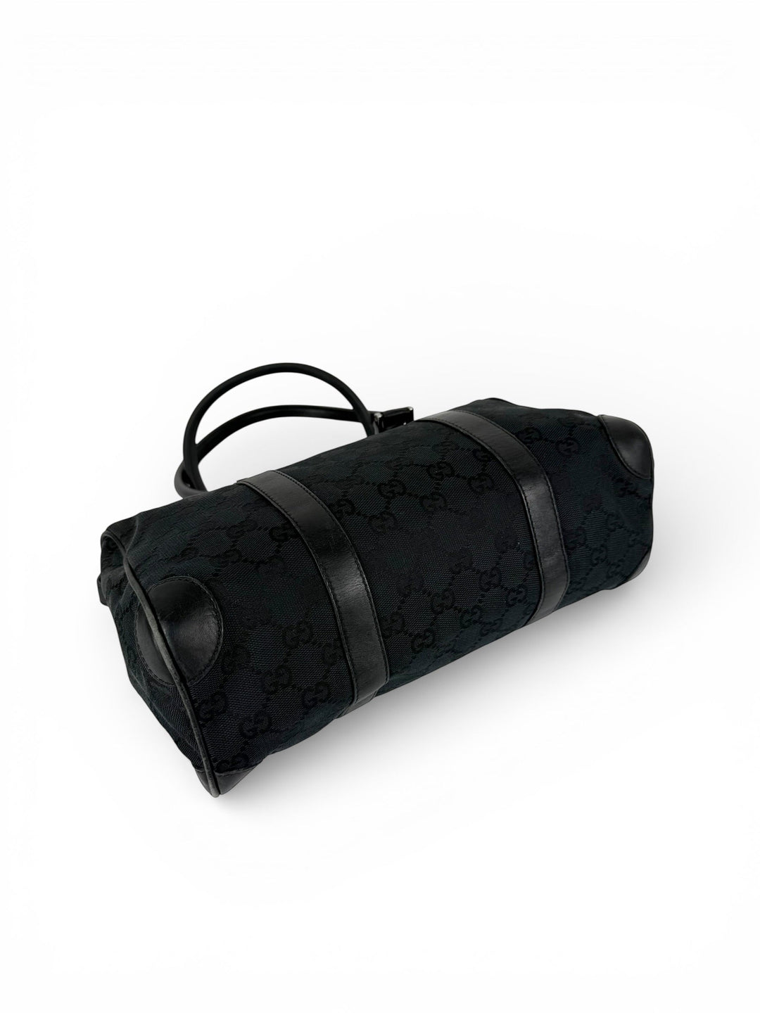 Vintage 90s Gucci Monogram Black Boston Handbag