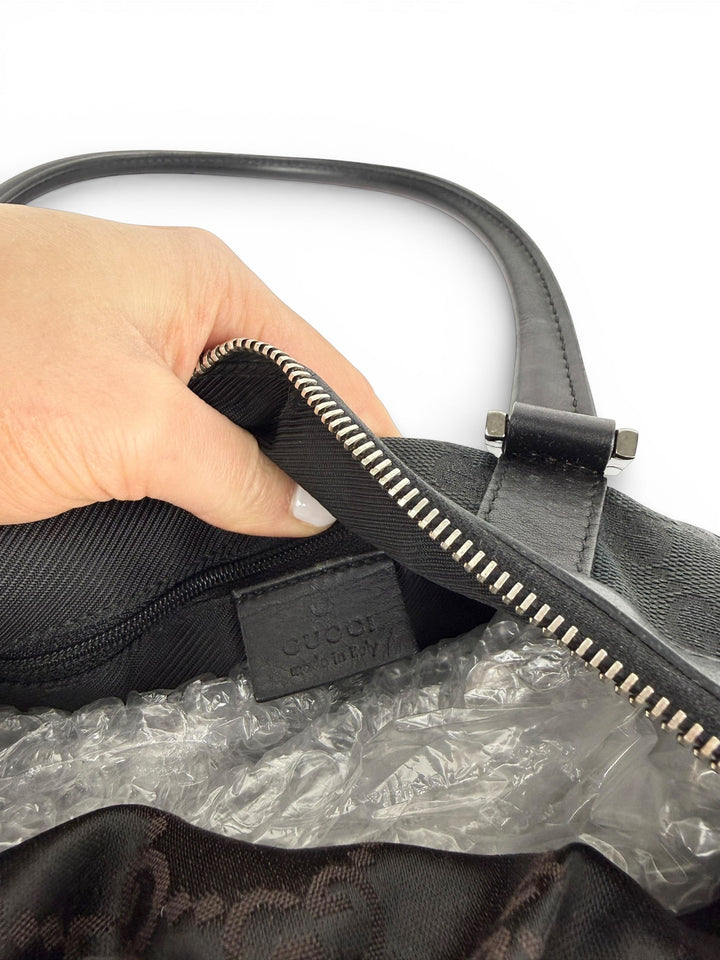Vintage 90s Gucci Monogram Black Boston Handbag