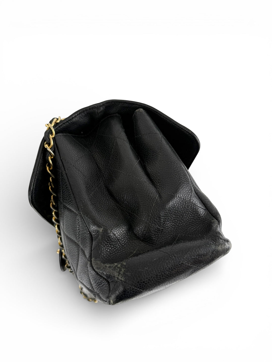 Vintage 90s Chanel Double Sided Black Caviar 24K GHW 30cm Classic Flap Bag