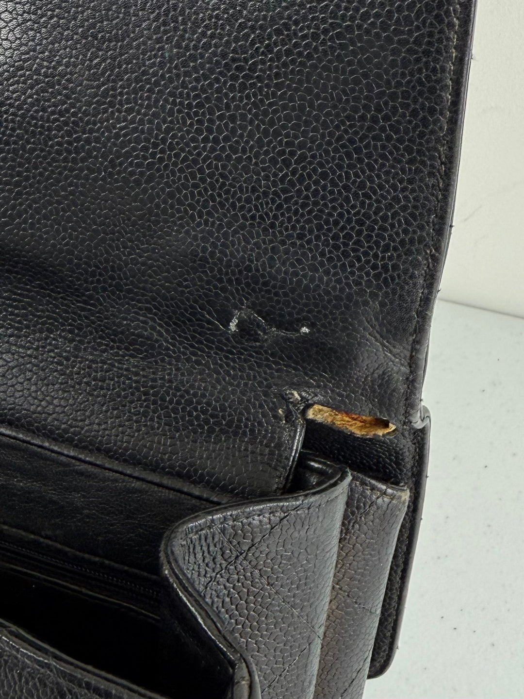 Vintage 90s Chanel Double Sided Black Caviar 24K GHW 30cm Classic Flap Bag